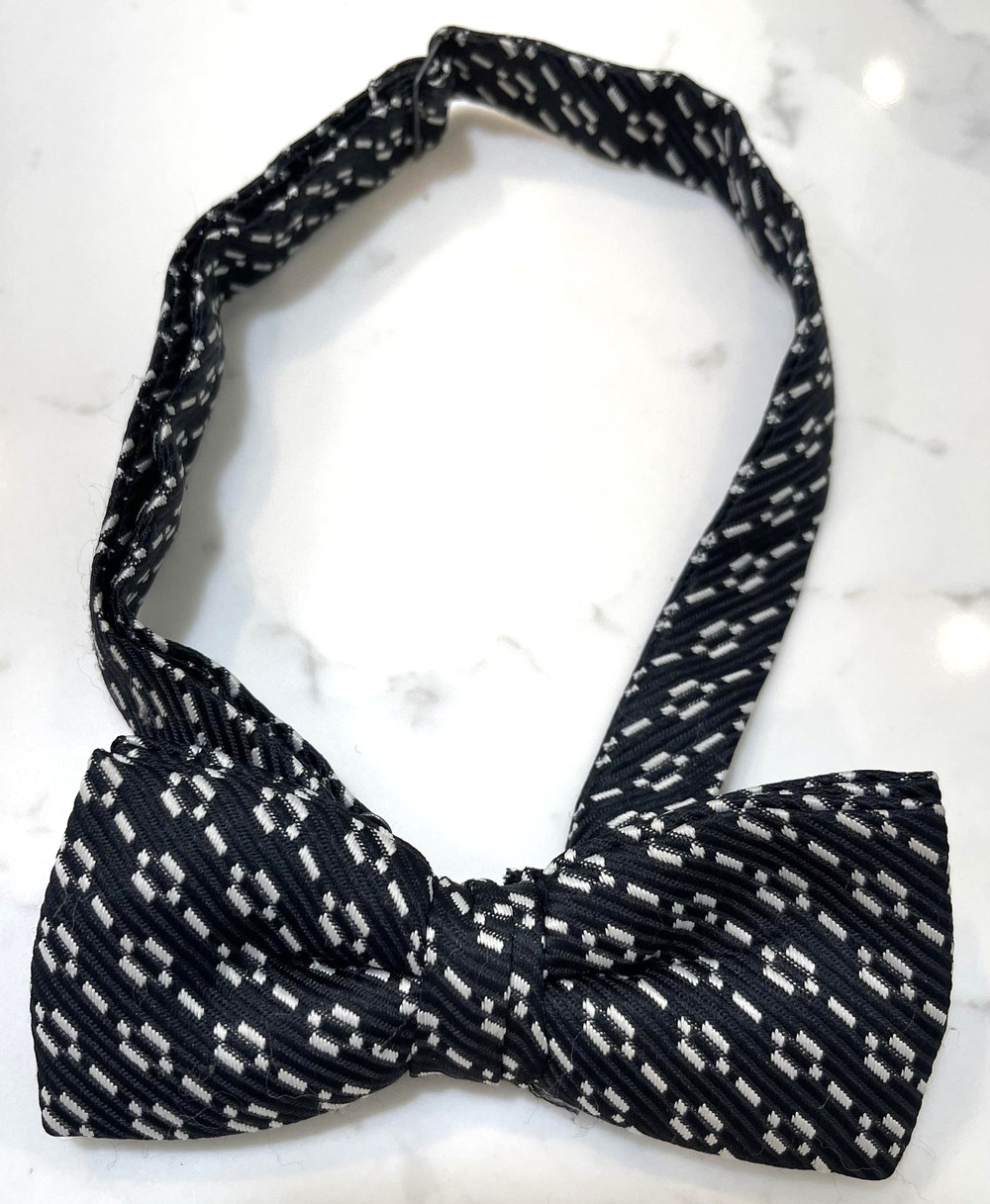 Mens Black Bow Tie One Size Polyester Pre-Tied Adjustable Hook Closure Formal